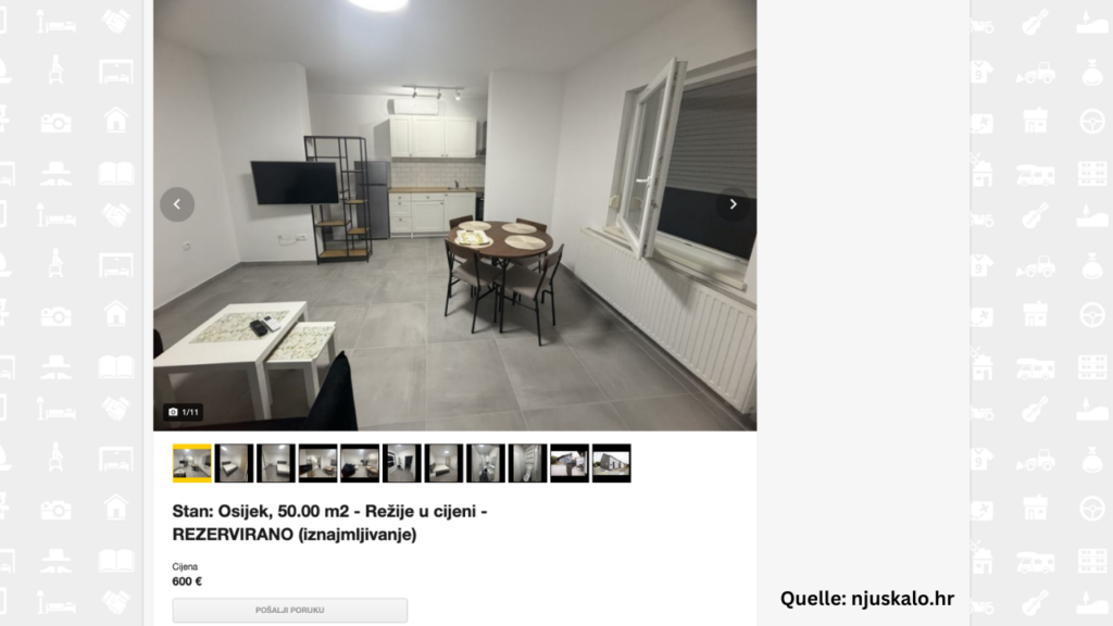 Kroatien Auswandern 50 qm Mietwohnung in Osijek