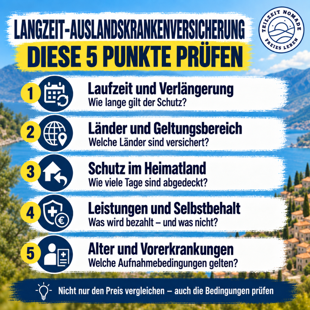 Fünf wichtige Punkte bei einer Langzeit-Auslandskrankenversicherung prüfen