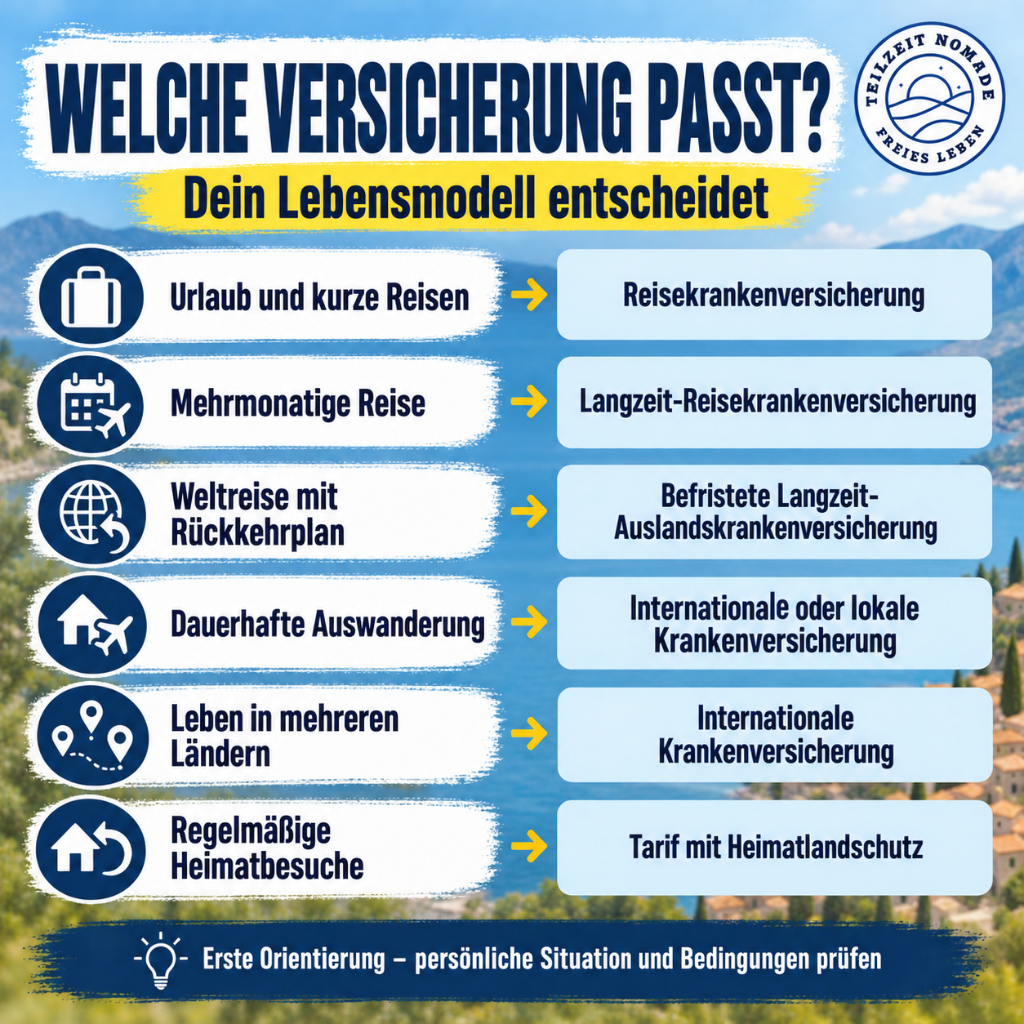 Welche Langzeit-Auslandskrankenversicherung zu welchem Lebensmodell passt